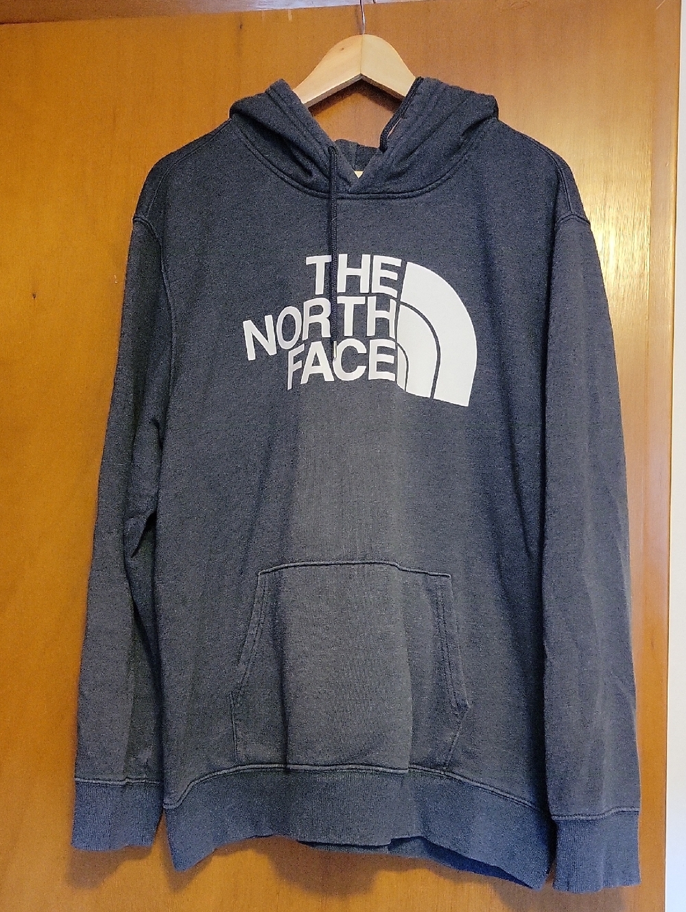 The North Face Men's Grey Pullover Hoodie with White Logo